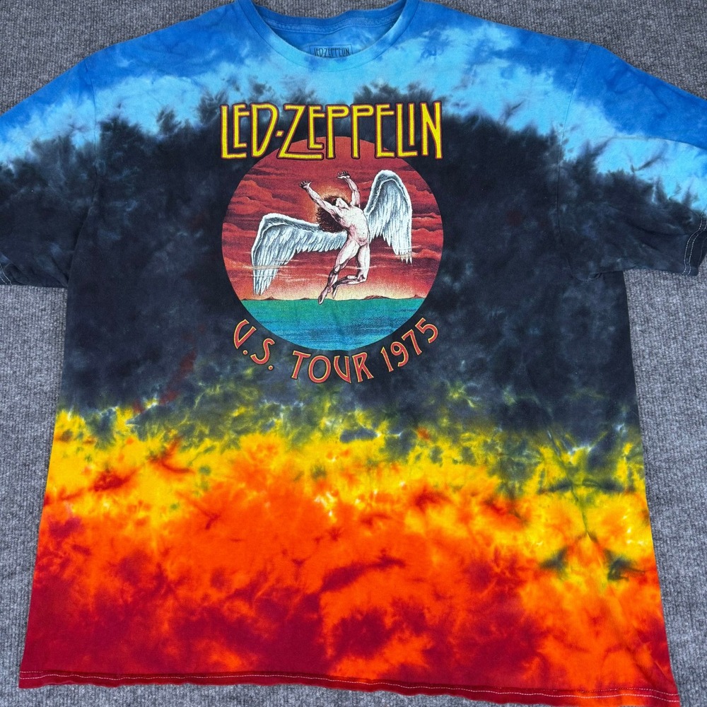 Led Zeppelin "US Tour 1975" Tie Dye T Shirt‎ Men's Streetwear Classic Tee Sz XXL - Picture 2 of 8